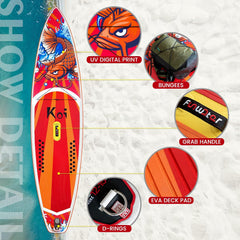 FEATH-R-LITE Opblaasbaar Stand-Up Paddleboard, Ultralicht SUP met accessoires, vinnen, verstelbare peddel, pomp, rugzak en leash