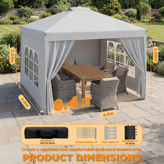 Verdego Paviljoen met zijwanden, 3 x 3 m, vouwpaviljoen, uv-bescherming 50+, paviljoen met draagtas, waterdicht, winterbestendig, in hoogte verstelbaar, partytent voor tuin, camping, wit
