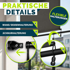Klemluifel - Balkon luifel - Verticale luifel - 180x250 cm - Taupe - Tillvex®