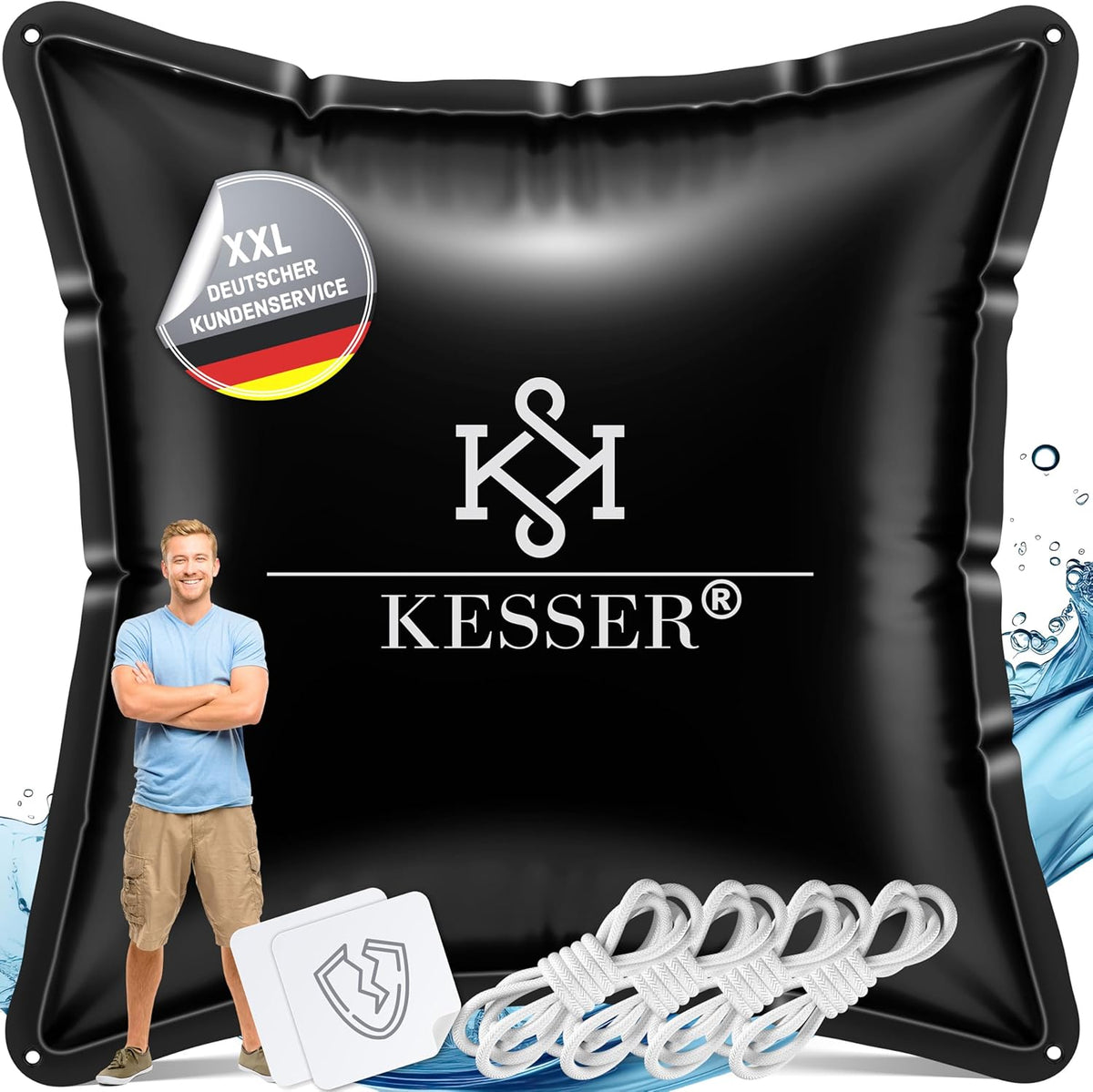 KESSER® Zwembadkussen - 120x120cm - Zwembadafdekking - Waterdicht - Zwart