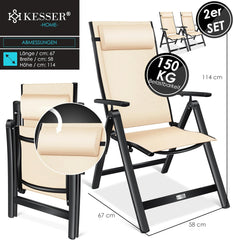 Tuinstoelen verstelbaar - Ligstoel - Set van 2 - Beige - KESSER®