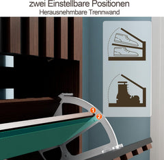 UEV Schoenenkast met 4 kleppen hout, schoenenrek smal (bruin + zwart)
