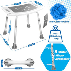 KESSER® Douchekruk - Douchestoel - Verstelbaar - Antislip - Wit