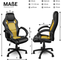 Ergonomische Bureaustoel -  Office Chair - Gamestoel - Volwassenen - Geel - TRESKO