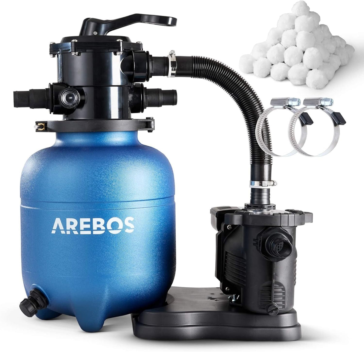 Zandfilterpomp - Zandfilter voor zwembad - 9500L/u - Blauw - Arebos