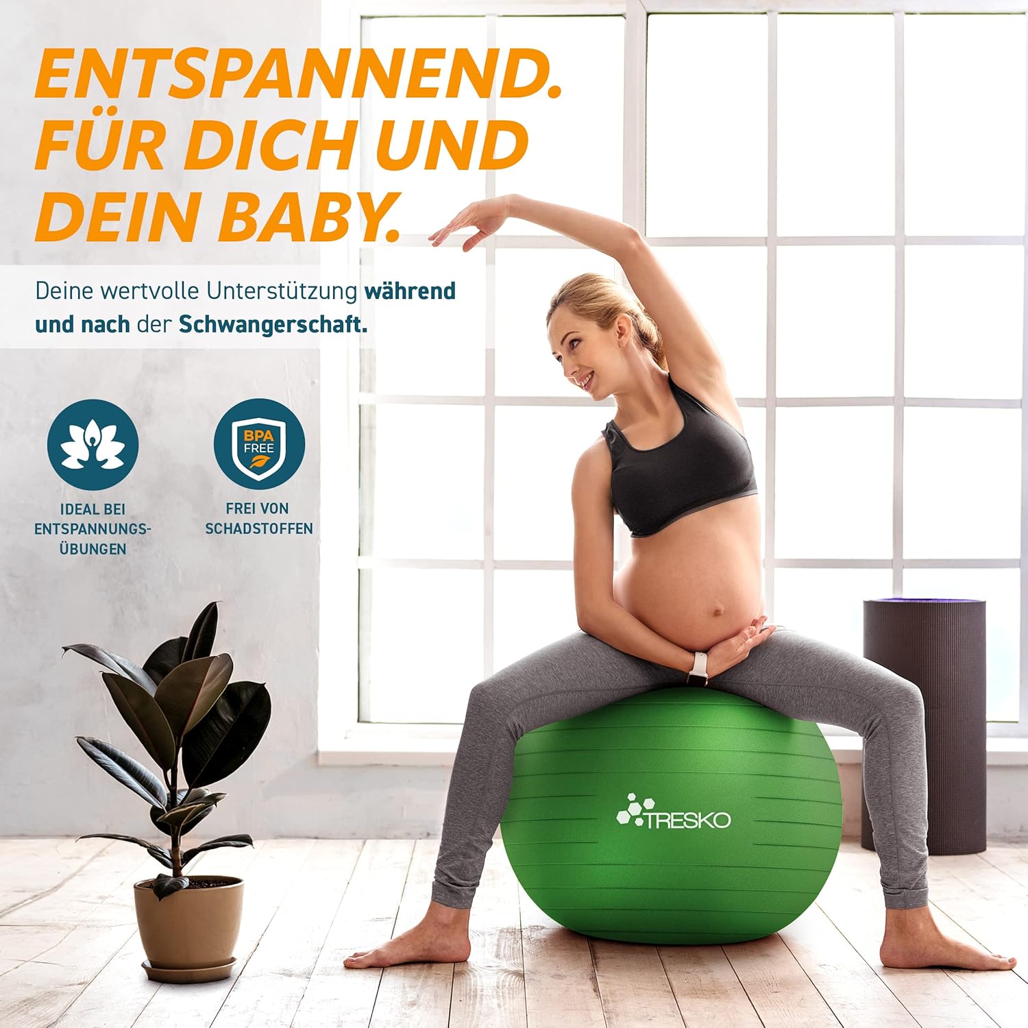 Fitness bal - Yoga bal - Pilates bal - Zwangerschapsbal - 65cm - Groen