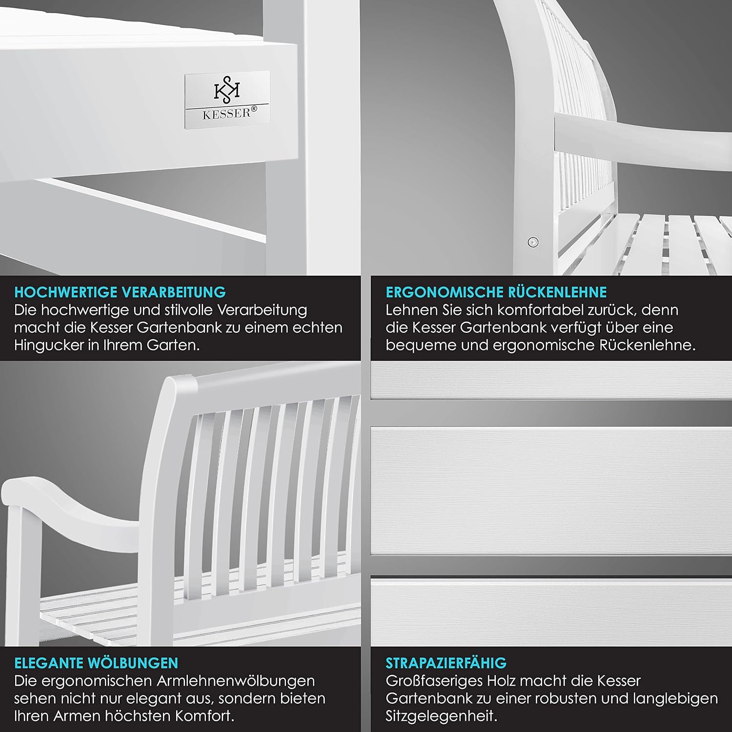 KESSER® Tuinbank weerbestendig - Tweepersoons - Wit