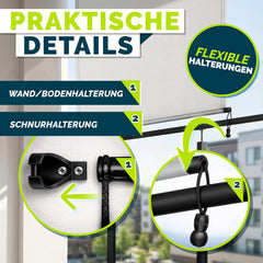 tillvex Verticale zonwering, 180 x 250 cm, voor buiten en binnen met regenhoes, buitenrolgordijn, waterdicht, met handslinger, voor balkon, terras en tuin, balkonrolgordijn, zonwering