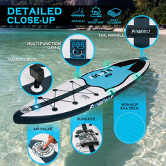 FunWater Stand Up Paddle Board Opblaasbaar Surfboard SUP Complete Paddleboard Accessoires Verstelbaar Paddleboard, Pomp, Reisrugzak, Draagriem, Waterdichte Tas, Paddleboard voor Volwassenen