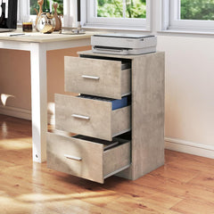 COSTWAY Bureaubox met 3 laden voor A4-vellen, brief, mappen en documenten, ladekast voor kantoor, slaapkamer, 37 x 34 x 66,5 cm (1 stuk, cementgrijs)