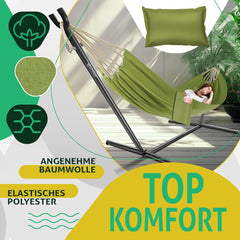 KESSER® XXL Hangmat 2 personen - Tot 200kg - Metalen Frame - Khaki