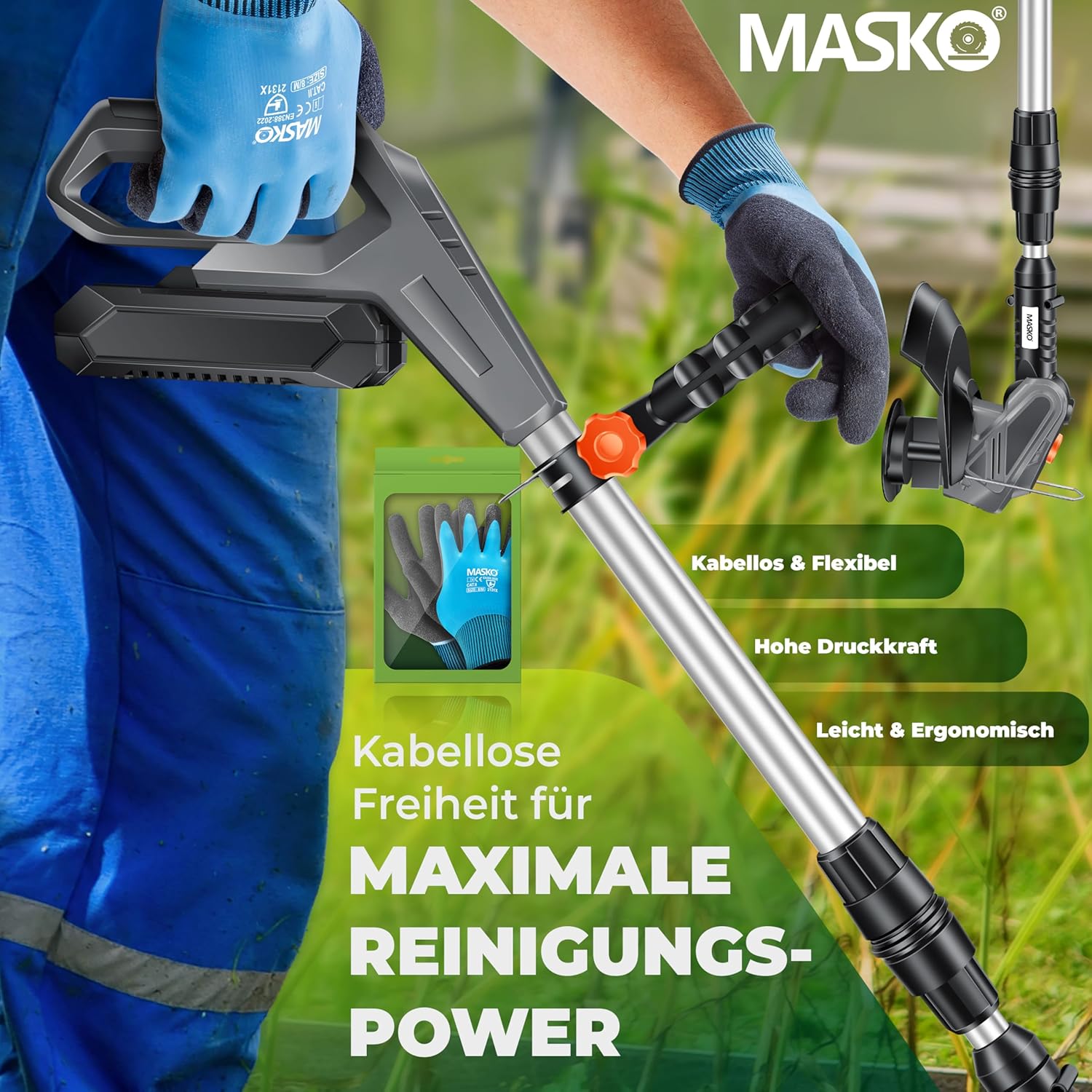 MASKO® Grastrimmer op accu - Bosmaaier - Grijs