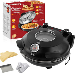 Elektrische Pizzaoven - Keramische steen - 420°C - 1200W - Zwart