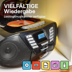 Blaupunkt B 120 BK Draagbare cd-speler met bluetooth, cassetterecorder, audioboek-functie, met USB, klein, AUX-in, PLL FM-radio, met cd-speler, zwart