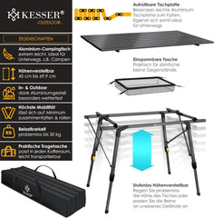 KESSER® Campingtafel Opvouwbaar - Verstelbaar - 90x53cm - Antraciet