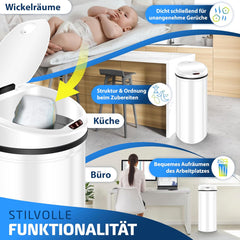 KESSER® Sensor Prullenbak - Afvalbak - Vuilnisbak - 56L - Wit