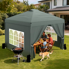 Huracan Paviljoen met zijwanden en zandzakken, vouwpaviljoen, 3 x 3 m, waterdicht, stabiel, winterbestendig, in hoogte verstelbaar, tuinpaviljoen, uv-bescherming, partytent, opvouwbaar, met draagtas