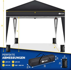 Partytent - Opvouwbaar - 3x3 m - Paviljoen - Easy up - Zwart - Tillvex®