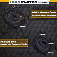 Halterschijven - Halterset- 30 mm - Gietijzer - 10 kg - ScSPORTS®