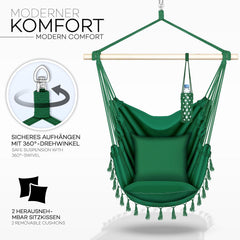 Hangstoel - Binnen & Buiten - Hangschommel - Tot 150 Kg - Groen - Tillvex® •