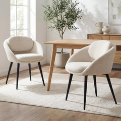 Eetkamerstoelen - Set van 2 - Met armleuning - Beige - Ya-Home