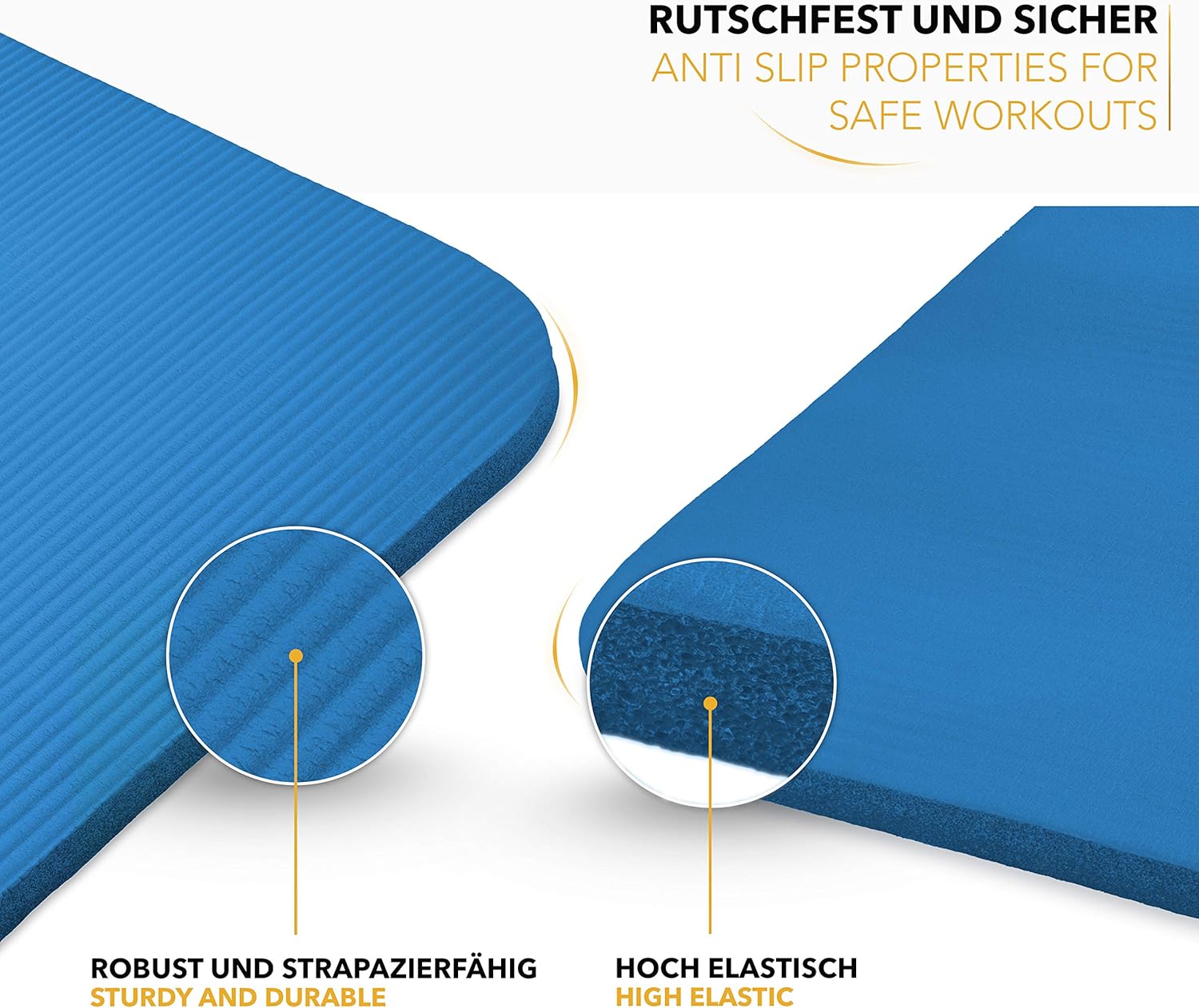 Yoga mat - Fitness mat - Sport mat - Anti slip - Extra dik - Blauw