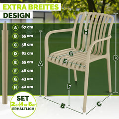 Tuinstoelen - Weerbestendig - Met armleuning - Set van 2 - Taupe - Tillvex®
