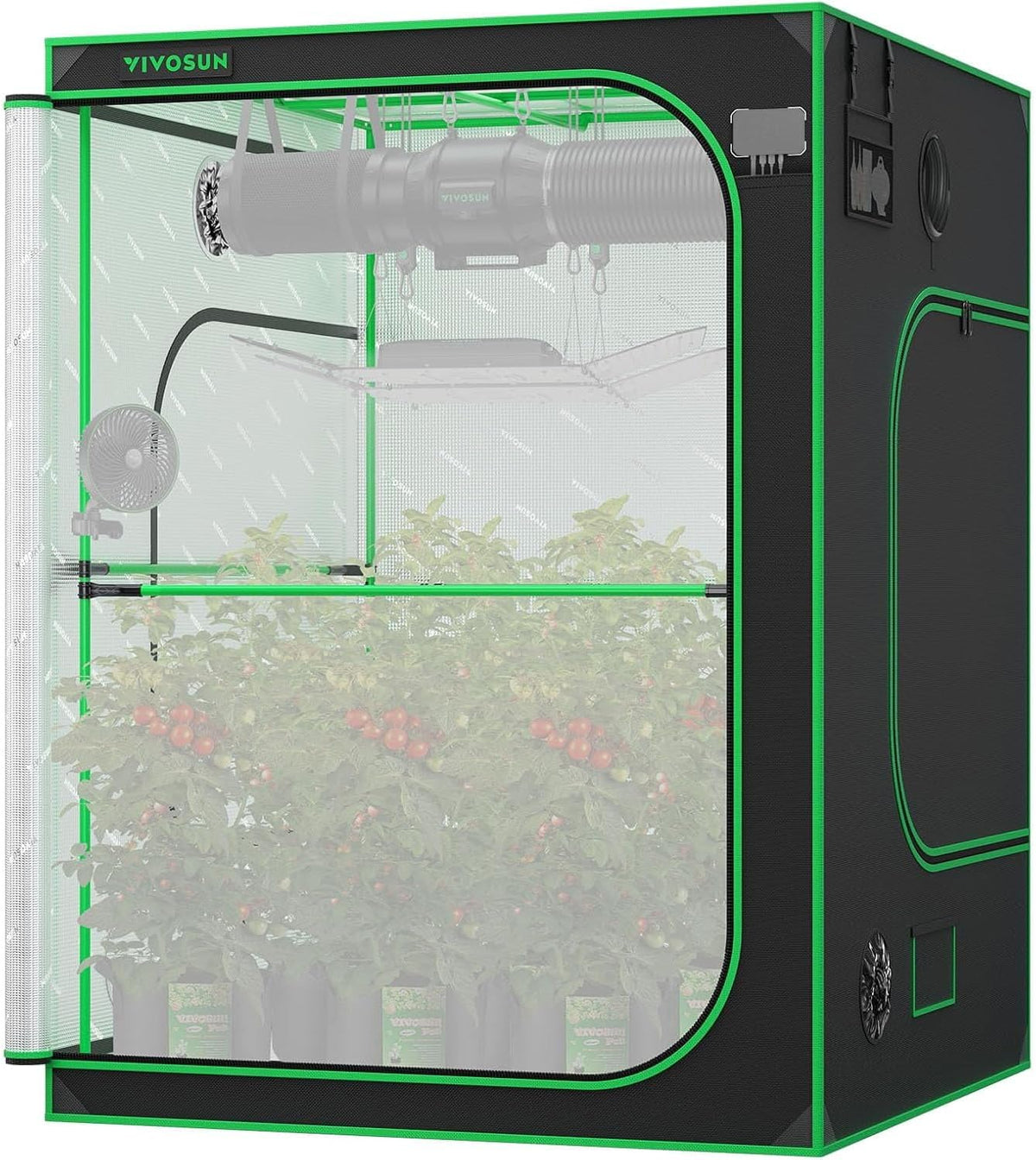 VIVOSUN PRO Groeitent, 150 x 150 x 200 cm, met dikke stangen van 22 mm, 2000D Oxford-weefsel, zeer reflecterend Mylar, indoor hydrocultuur, kweektent, plantentent, broeikas, geschikt voor AeroLight