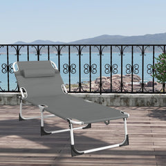 AufuN Zonneligstoel, inklapbaar met dak en zijvak, 195 x 68 cm, weerbestendige ligstoel, stabiele strandstoel, zonwering en verstelbare rugleuning, tot 150 kg, ideaal voor terras, camping, antraciet