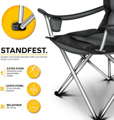TRESKO® Campingstoel - Visstoel - Vouwstoel - Grijs