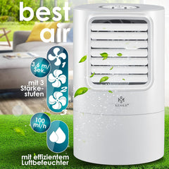 KESSER® 4-in-1 mobiele airconditioning, mini-airconditioner met 7 kleuren ledkleuren, ventilator, waterreservoir, timer, 3 standen, ionisator, luchtbevochtiger, luchtkoeler, klein, draagbaar, incl.