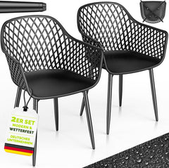 Tuinstoelen - Weerbestendig - Met armleuning - Set van 2 - Zwart - Tillvex®