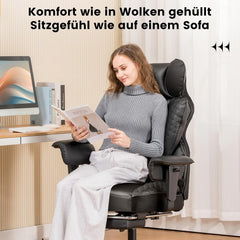 COMHOMA Gamingstoel, ergonomische bureaustoel, bureaustoel met verstelbare armleuningen, pocketvering lendensteun voor grote en hoge personen, 150 kg, breed zitvlak, zwart