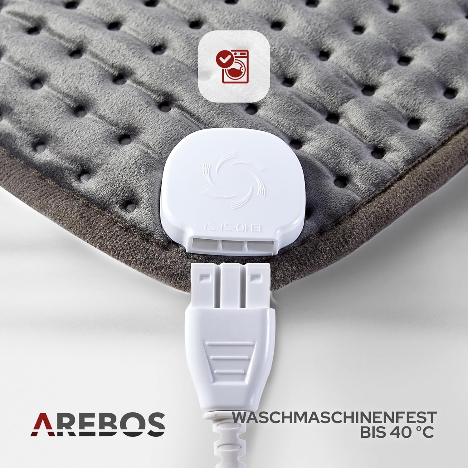 Arebos Elektrische verwarmingsgordel voor rug en buik, elektrisch verwarmingskussen met 6 temperatuurstanden en automatische uitschakeling, warmtegordel met verstelbare band en klittenbandsluiting,