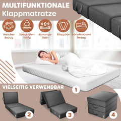 KESSER® Vouwmatras, 90 x 200 x 15 cm, gastenmatras, 3-voudig opvouwbaar, voor zitkruk, vouwmatras, schuimrubber, 25 kg/m³, extra dik, 15 cm, ademend, wasbaar, afneembare overtrek