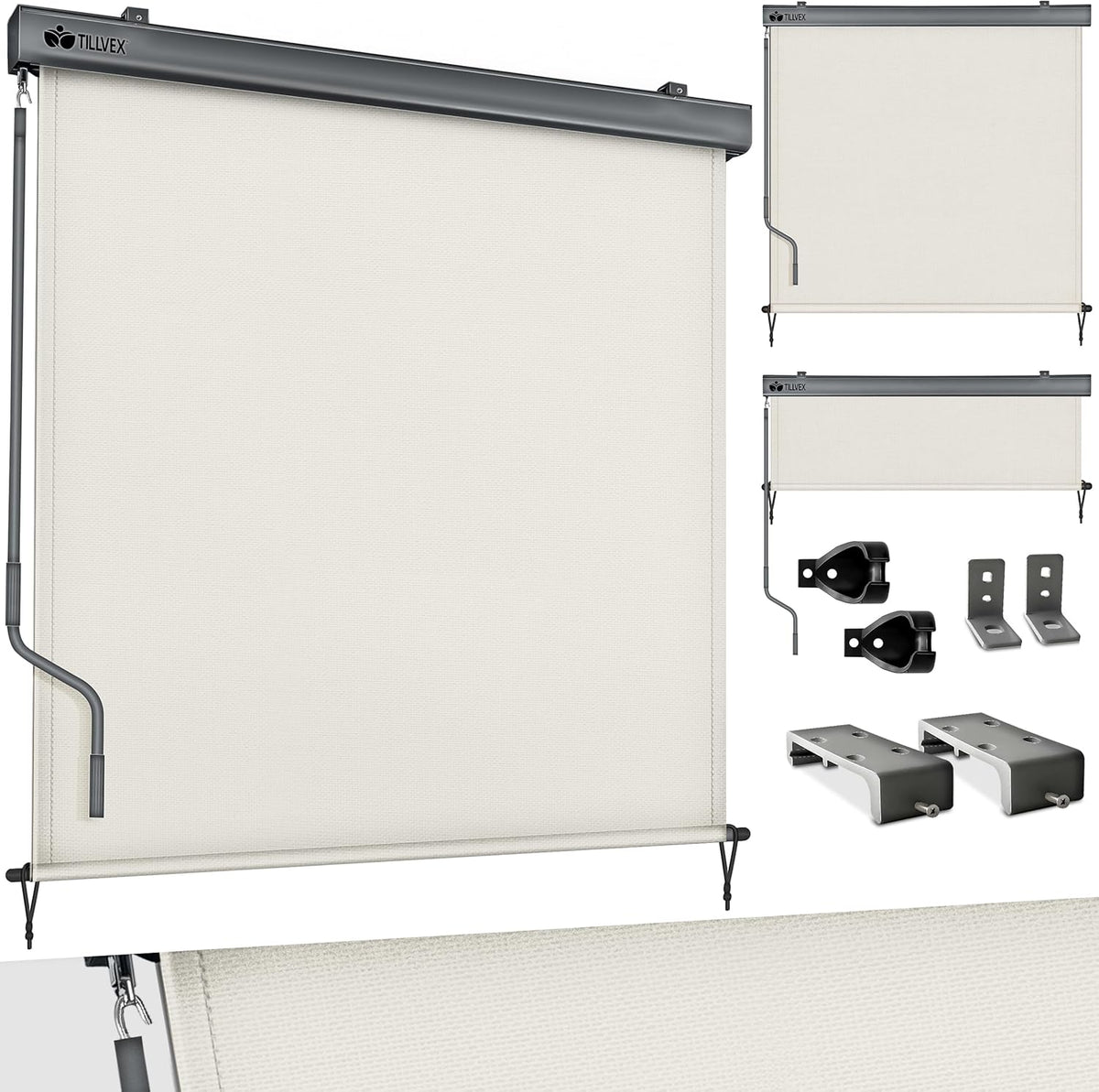 Tillvex® Klemluifel - Balkonluifel - Zonwering - 140x250cm - Beige