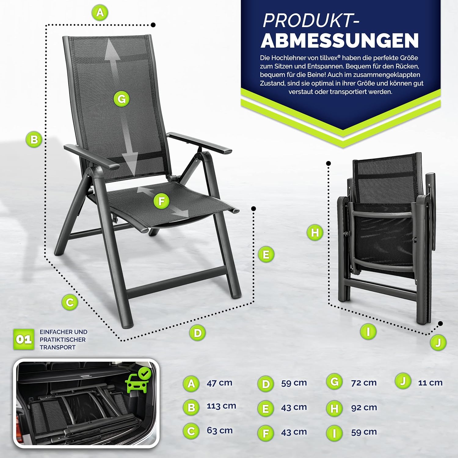 Tuinstoel - Ligstoel - Verstelbaar - Opvouwbaar - Antraciet - Tillvex®