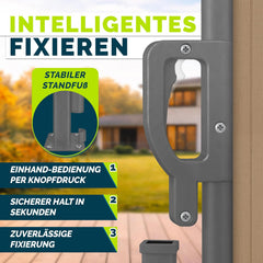 tillvex® Zijmarkies, 180 x 300 cm, uittrekbaar en ondoorzichtig, met regenhoes, inkijkbescherming, balkon, tuin en terras, zijrolgordijn met wandhouder, zonwering van roestvrij staal, taupe
