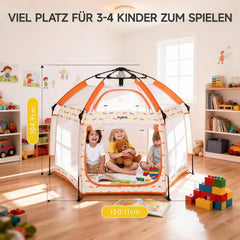 Jovikids Opvouwbare Loopspeeltuin voor Baby met Baldachijn, Pop-up Tent voor Kinderen Outdoor, Grote 6-hoekige Speeltent met Draagtas voor Huis, Tuin, Strand, 150x150x105 cm