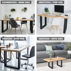 Industriële tafelpoten - Vloerbescherming - Stalen frame - Zwart - 60x72 cm