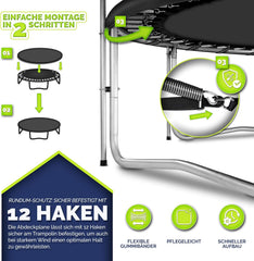 Trampoline beschermhoes - Afdekhoes - 244 cm - Zwart - KIDUKU