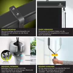 KESSER® Klemluifel - Balkonluifel - Zonwering - 160x250cm - Zwart