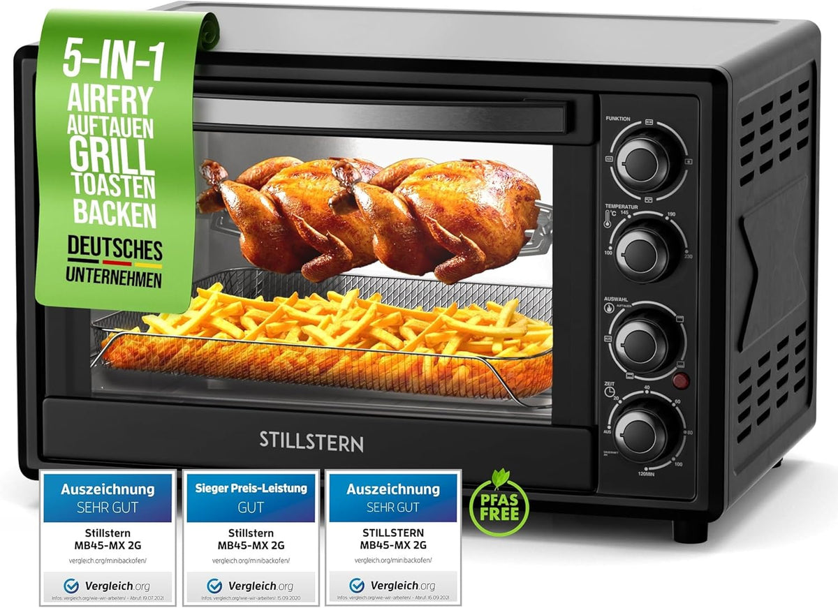 Vrijstaande oven - Hetelucht oven - 45 Liter - 2000W - Zwart - Stilstern •