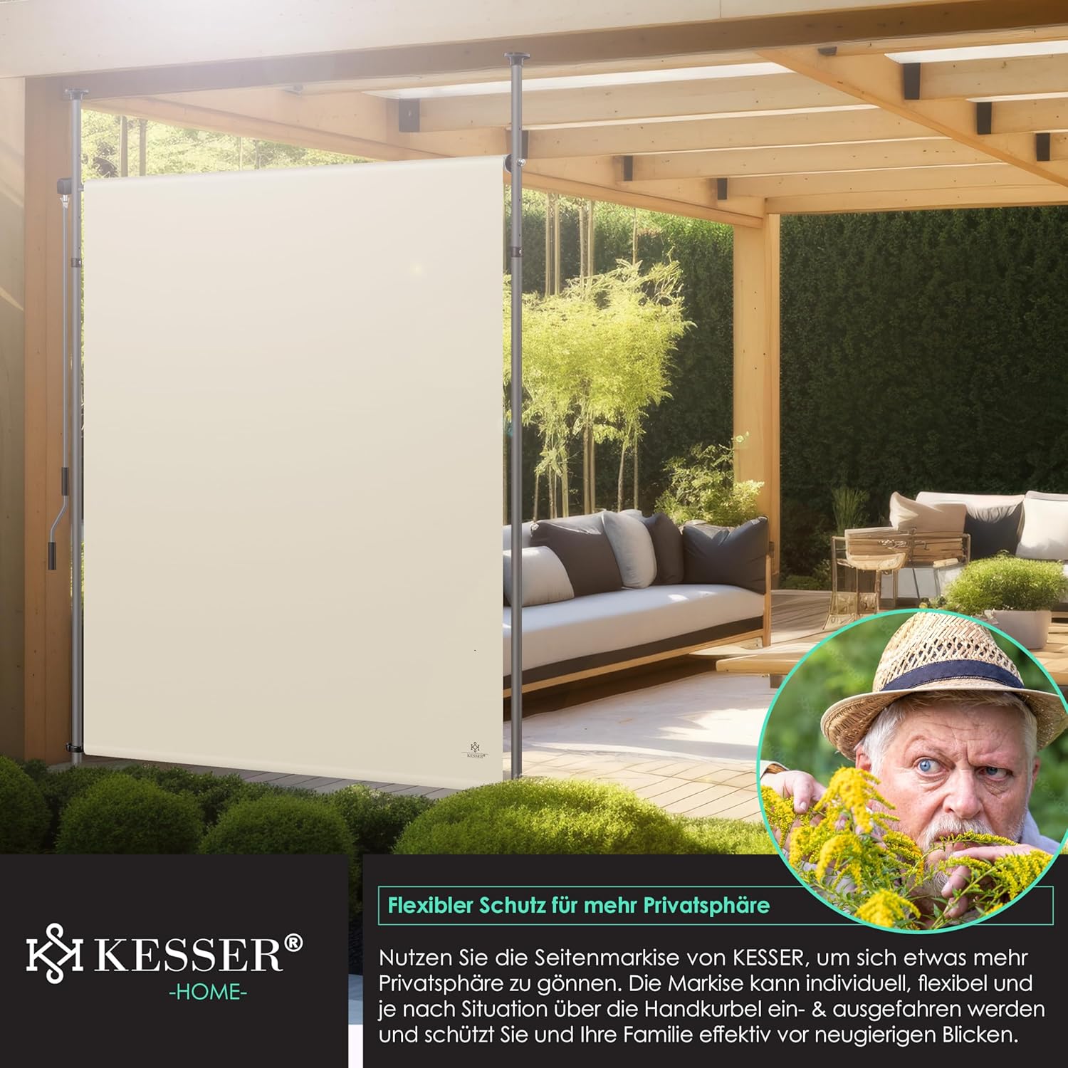 KESSER® Klemluifel - Balkonluifel - Zonwering - 100x310 cm - Beige