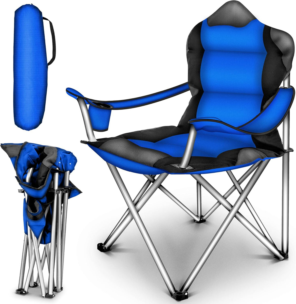 Campingstoel - Visstoel - Vouwstoel - Kampeerstoel - Opvouwbaar - Blauw - Tresko®