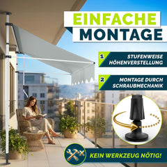 Klemluifel - Balkon luifel - Verticale luifel - 350 cm - Lichtgrijs - Tillvex®