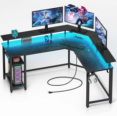 Gaming bureau - Gaming desk - Hoekbureau - 135x117 cm - Zwart - Rolanstar