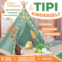KIDIZ® Tipi tent voor kinderen - Speeltent - Wigwam - Groen