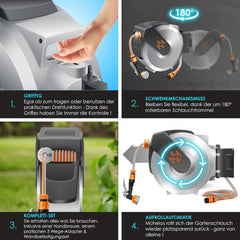 Wandslangenbox - Tuinslanghaspel - Tuinslang met haspel - 25 meter - Grijs