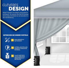 Zijwand voor paviljoen - 3x3m - 2 stuks - Grijs - Tillvex®
